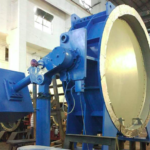 butterfly valve with hydraulic counter weight